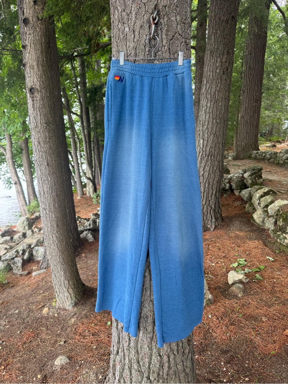 Aviator Nation Essential Wide Leg Sweatpants Faded Water M